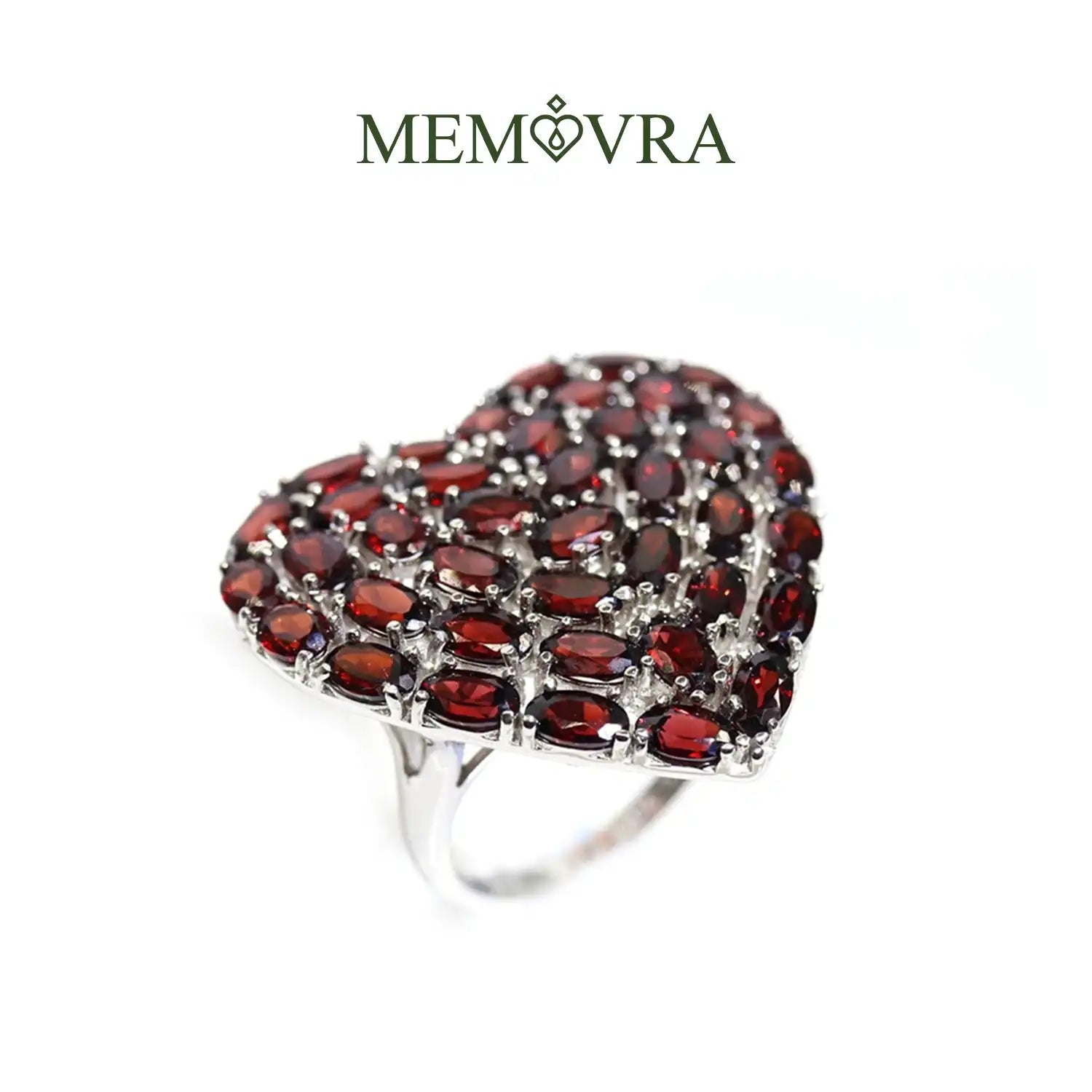 Big Heart Shape Garnet Sterling Silver Ring